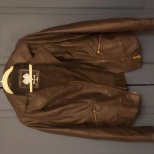 Buy 2 Get 1 Free Moto jacket faux leather dark brown size medium faux fur lined